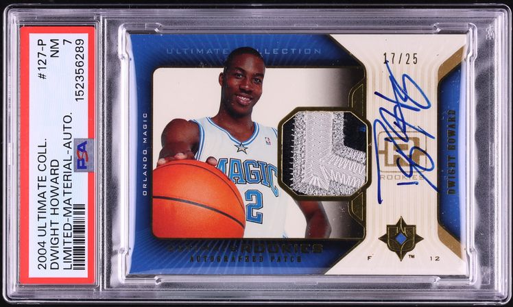 2004 Ultimate Collection Dwight Howard ROOKIE PATCH AUTO /25 #127-P PSA 7 NRMT - Photo 1