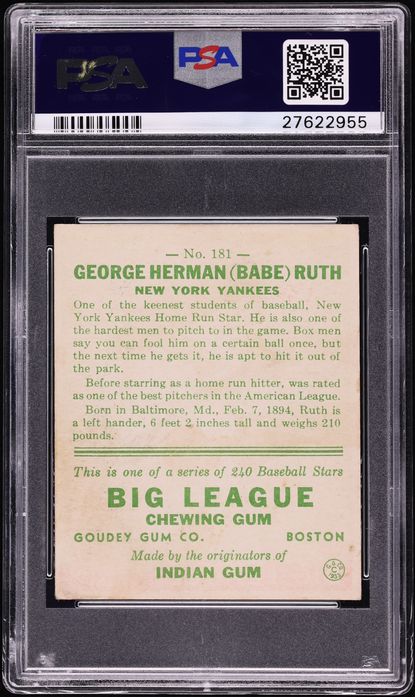 1933 Goudey Babe Ruth #181 PSA 4.5 VGEX+