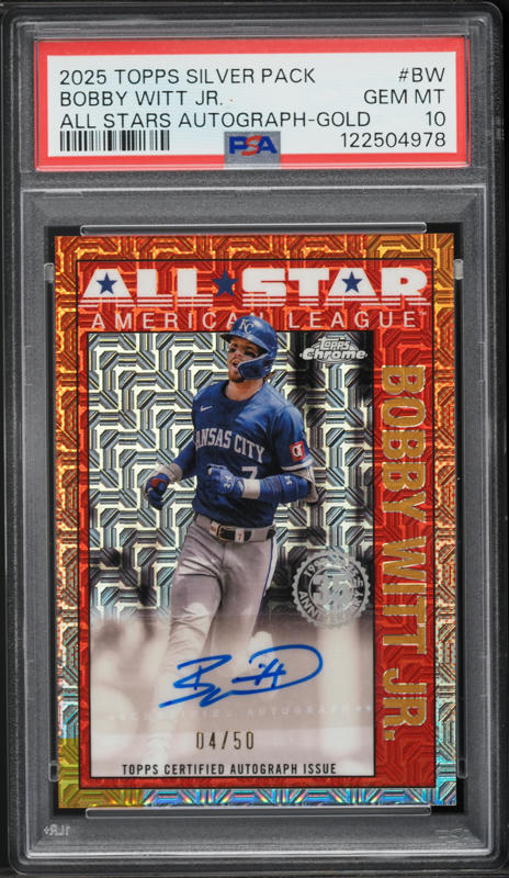 2024 Topps Chrome Black Gold Refractor Bobby Witt Jr. AUTO /50 PSA