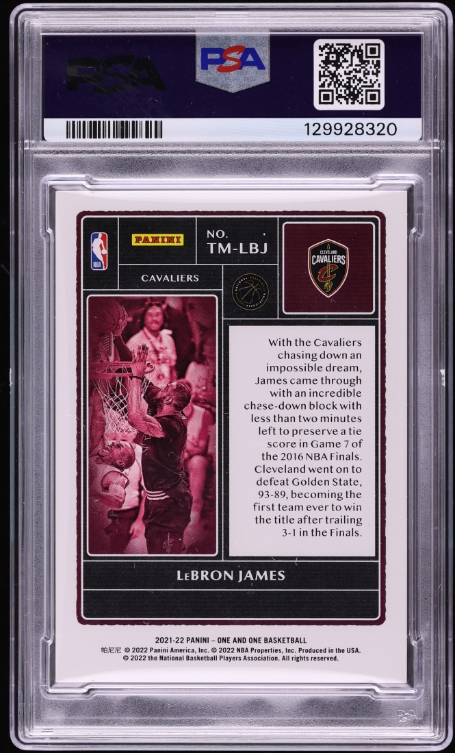 2021 Panini One And One Timeless Moments LeBron James #TM-LBJ PSA 9 MINT