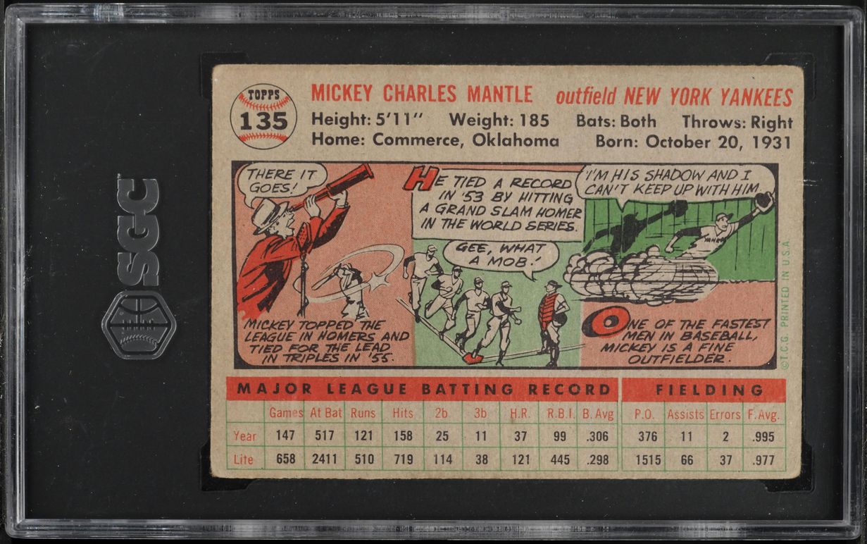 1956 Topps Mickey Mantle #135 SGC 2.5 GD+