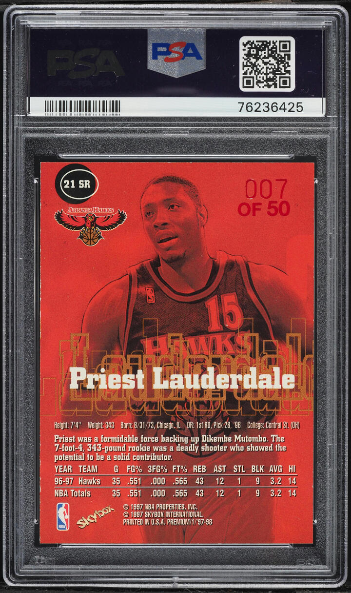 1997 Skybox Premium Star Rubies Priest Lauderdale /50 #21 PSA 7 NRMT