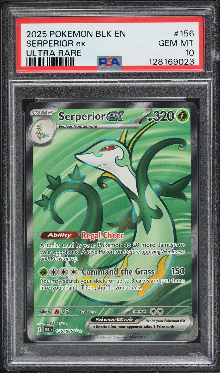 2025 Pokemon Scarlet & Violet Black Bolt Full Art Serperior ex #156 PSA 10 GEM MINT