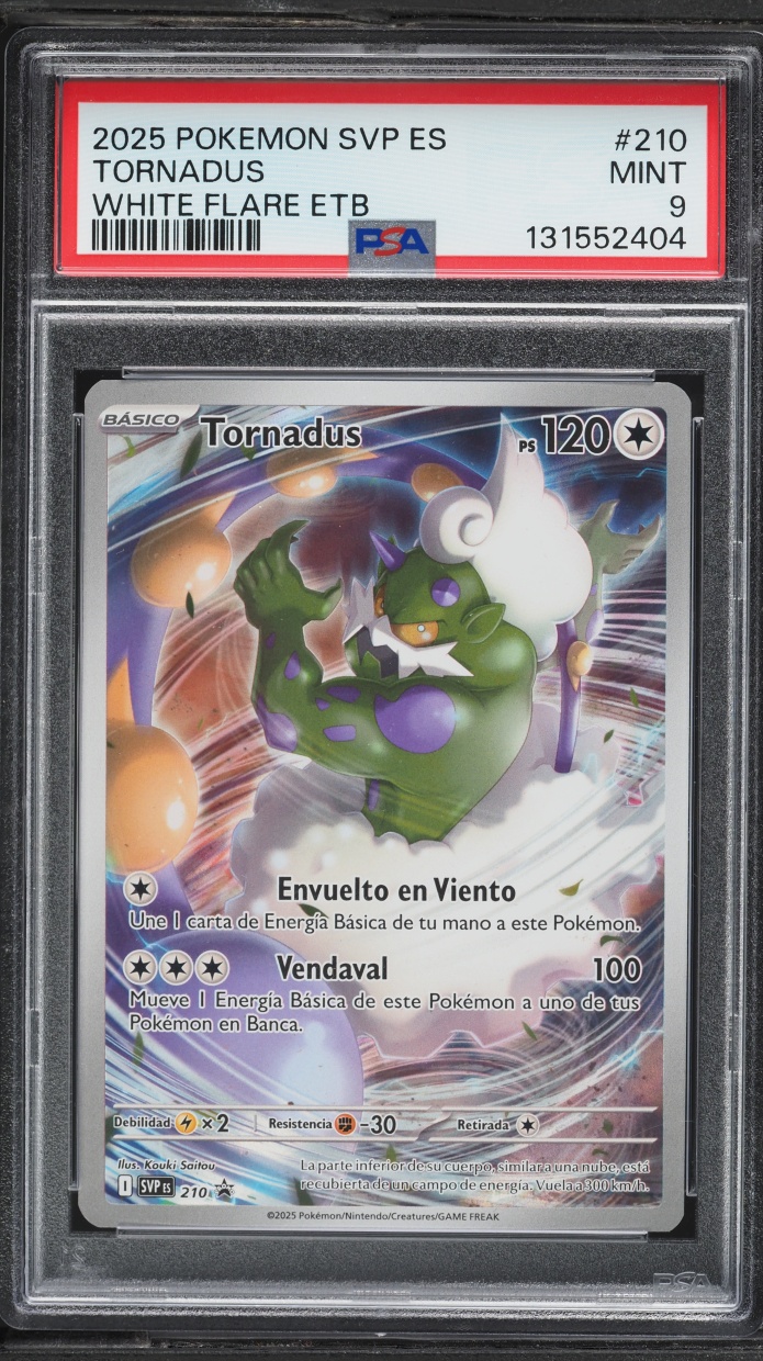 2025 Pokemon Spanish SV Black Star Promo White Flare ETB Tornadus #210 PSA 9 MINT
