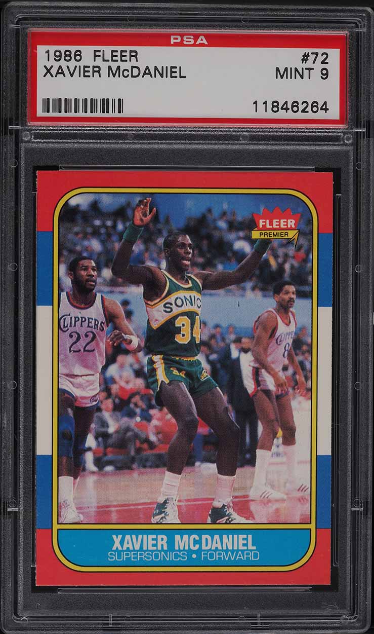 1986 Fleer Basketball Xavier McDaniel ROOKIE #72 PSA 9 MINT