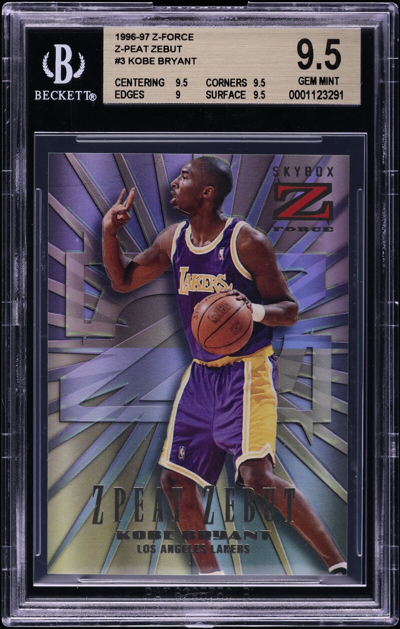 1996 Skybox Z-Force Z-Peat Zebut Kobe Bryant ROOKIE #3 BGS 9.5 GEM MINT