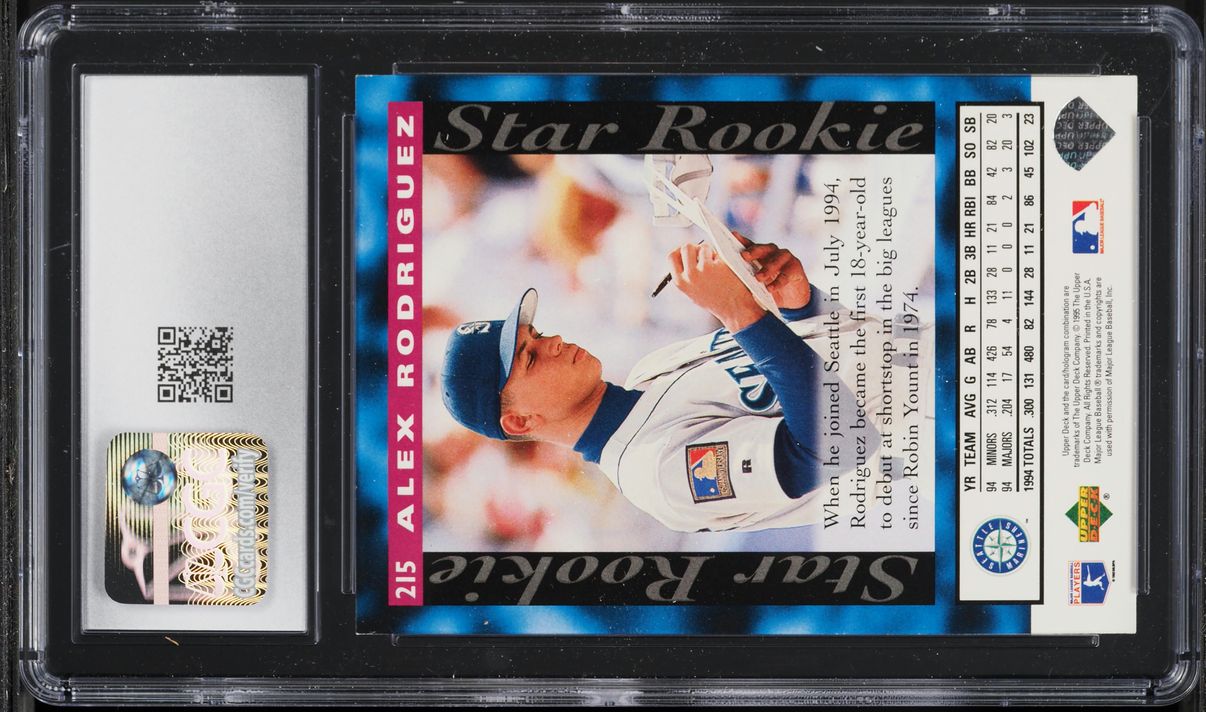 1995 Upper Deck Electric Diamond Alex Rodriguez ROOKIE #215 CGC 9 MINT