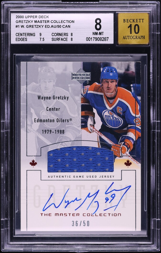 2000 Upper Deck Master Collection Wayne Gretzky PATCH AUTO /50 #1 BGS 8 NM-MT