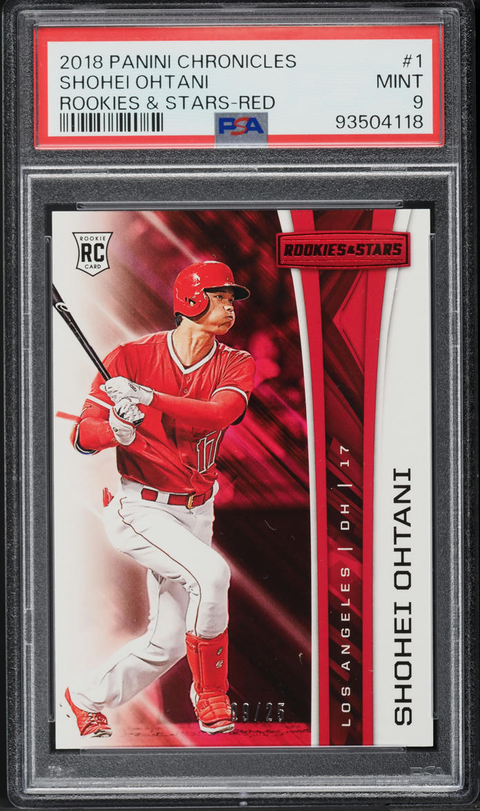 2018 Panini Chronicles Rookies & Stars Red Shohei Ohtani ROOKIE /25 #1 PSA 9