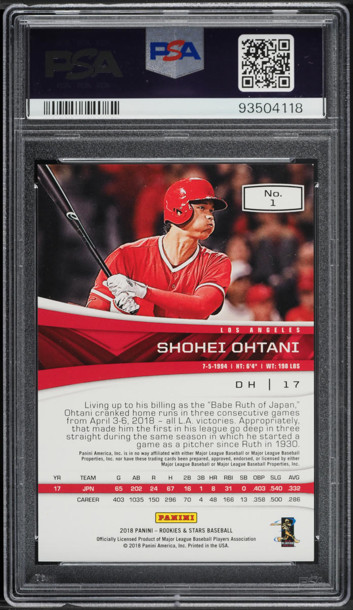 2018 Panini Chronicles Rookies & Stars Red Shohei Ohtani ROOKIE /25 #1 PSA 9