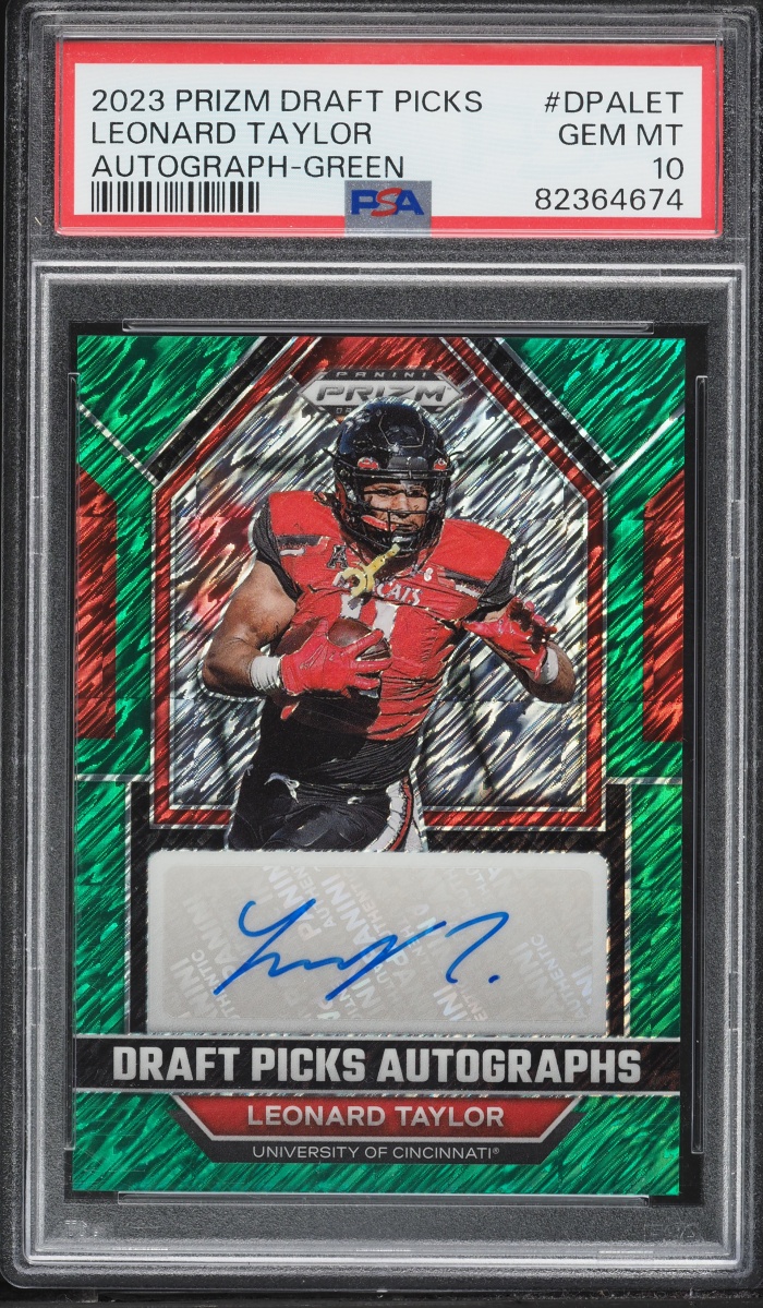 2023 Panini Prizm Draft Picks Green Leonard Taylor ROOKIE AUTO /8 #DPA-LET PSA 10 GEM MINT
