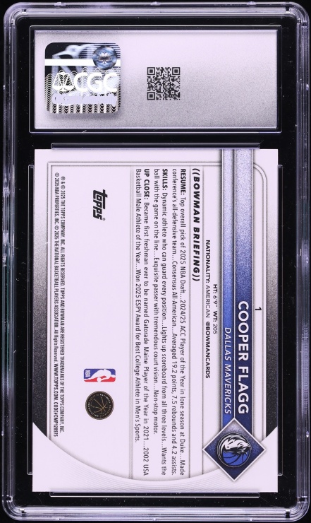 2025 Bowman Basketball Cooper Flagg ROOKIE #1 CGC 9 MINT