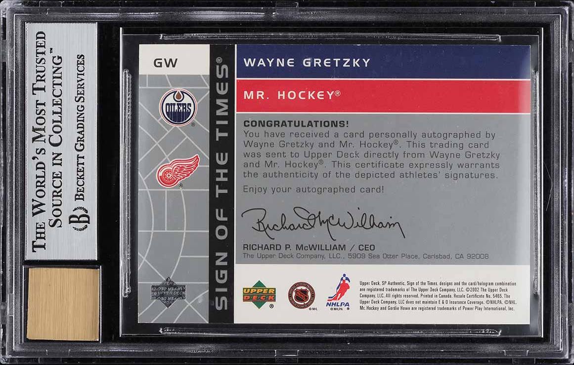 2002 SP Authentic Sign Of The Times Wayne Gretzky Gordie Howe AUTO /99 #GW BGS 9