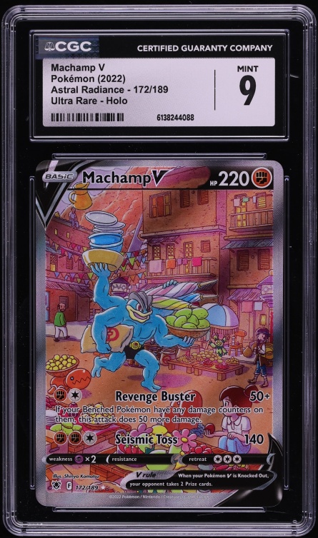 2022 Pokemon Sword & Shield Astral Radiance Full Art Machamp V #172 CGC 9 MINT