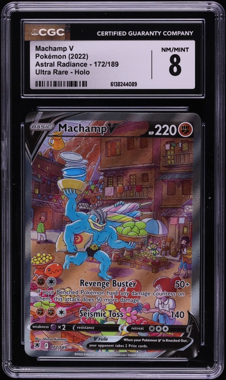 2022 Pokemon Sword & Shield Astral Radiance Full Art Machamp V #172 CGC 8 NM-MT