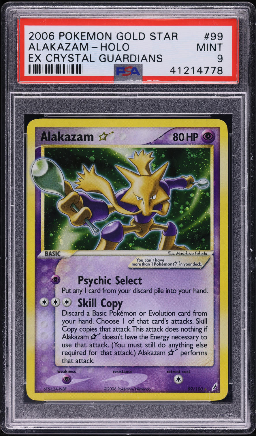 2006 Pokemon EX Crystal Guardians Holo Alakazam Gold Star #99 PSA 9 MINT
