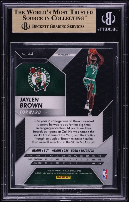 2016 Panini Prizm Green Jaylen Brown ROOKIE #44 BGS 9.5 GEM MINT