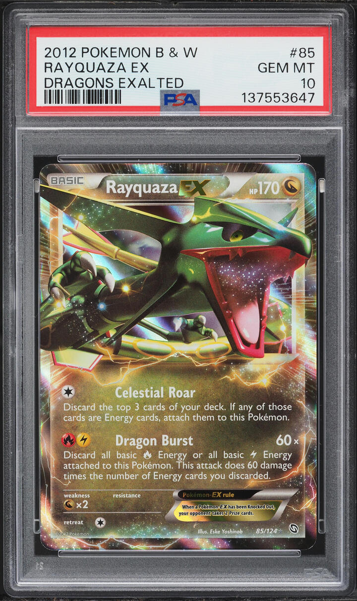 2012 Pokemon Black & White Dragons Exalted Holo Rayquaza EX #85 PSA 10 GEM MINT