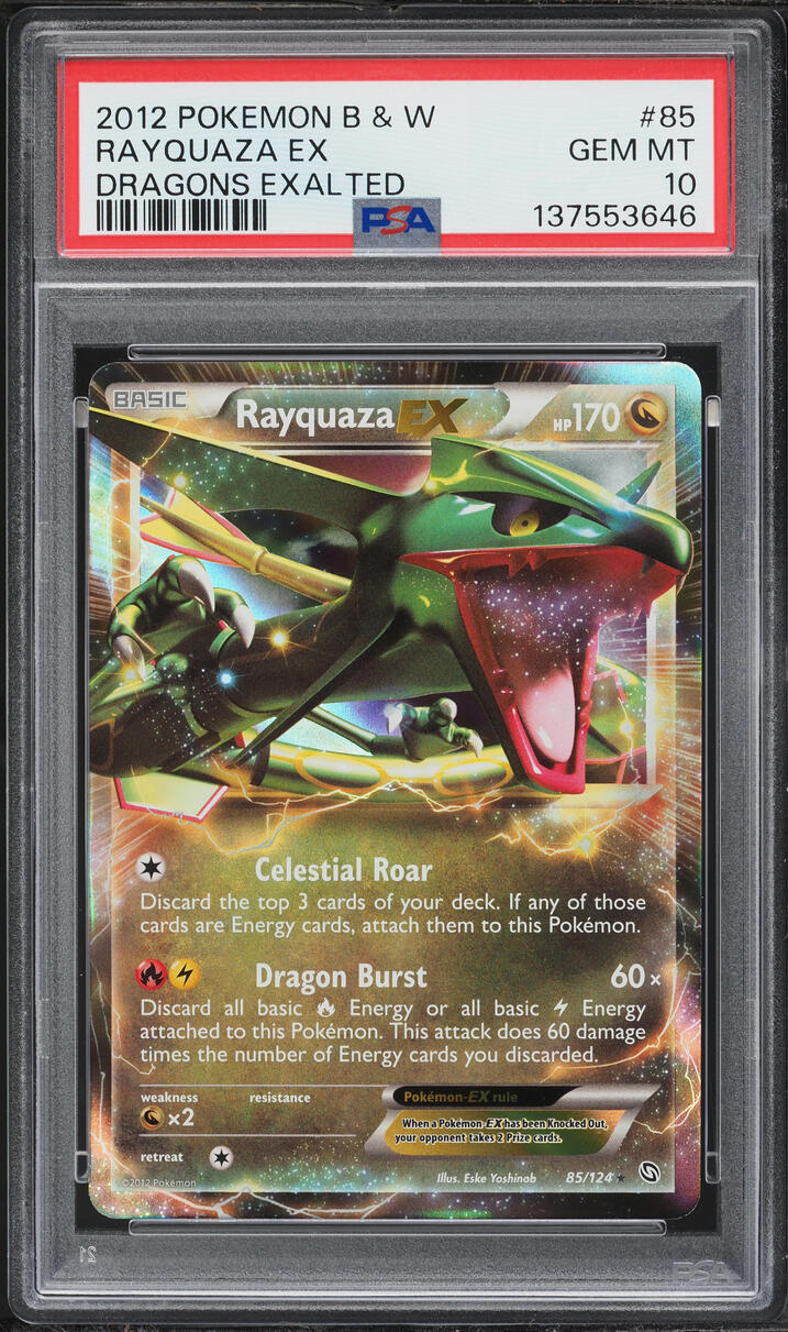 2012 Pokemon Black & White Dragons Exalted Holo Rayquaza EX #85 PSA 10 GEM MINT