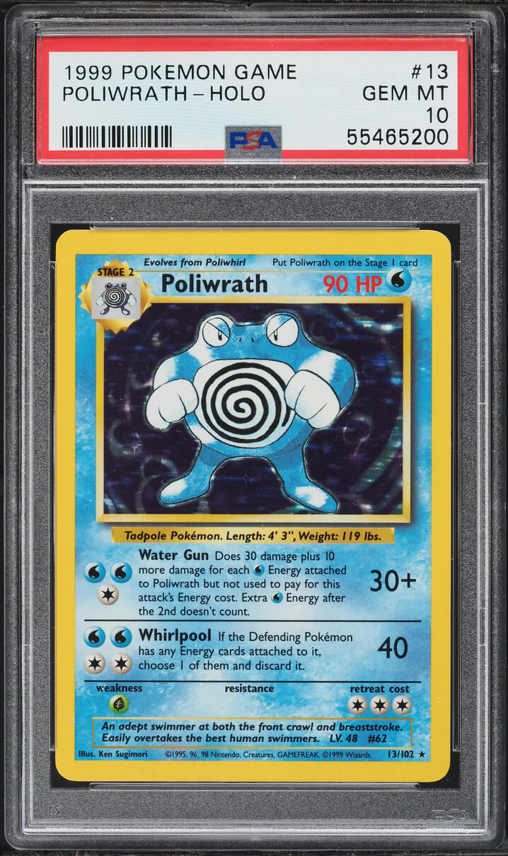 1999 Pokemon Base Set Holo Poliwrath #13 PSA 10 GEM MINT