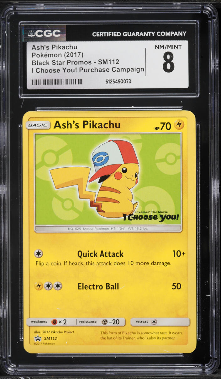 2017 Pokemon Sun & Moon Promo I Choose You! Ash's Pikachu #SM112 CGC 8 NM-MT