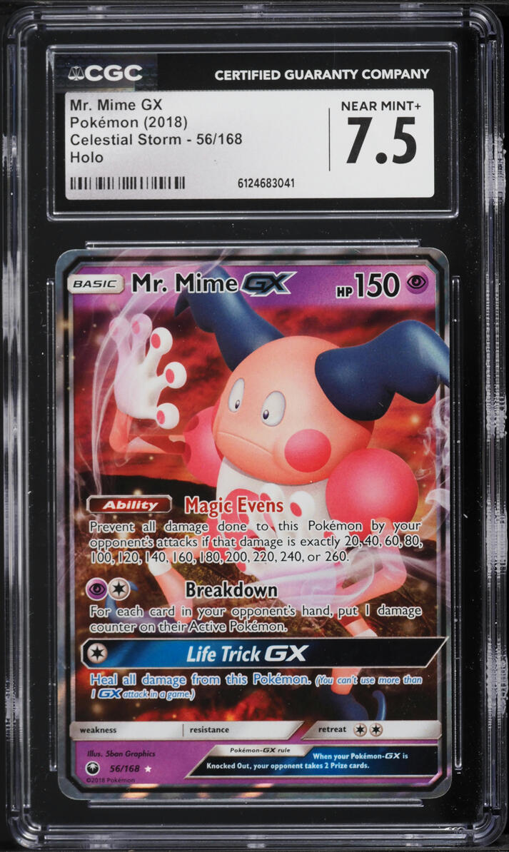 2018 Pokemon Sun & Moon Celestial Storm Holo Mr. Mime GX #56 CGC 7.5 NRMT+