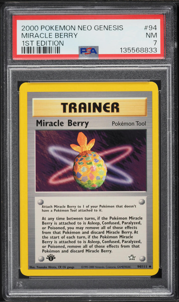 2000 Pokemon Neo Genesis 1st Edition Miracle Berry #94 PSA 7 NRMT