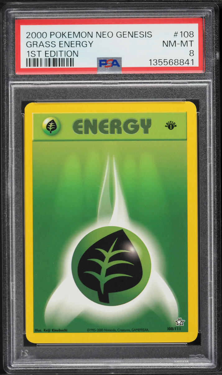 2000 Pokemon Neo Genesis 1st Edition Grass Energy #108 PSA 8 NM-MT