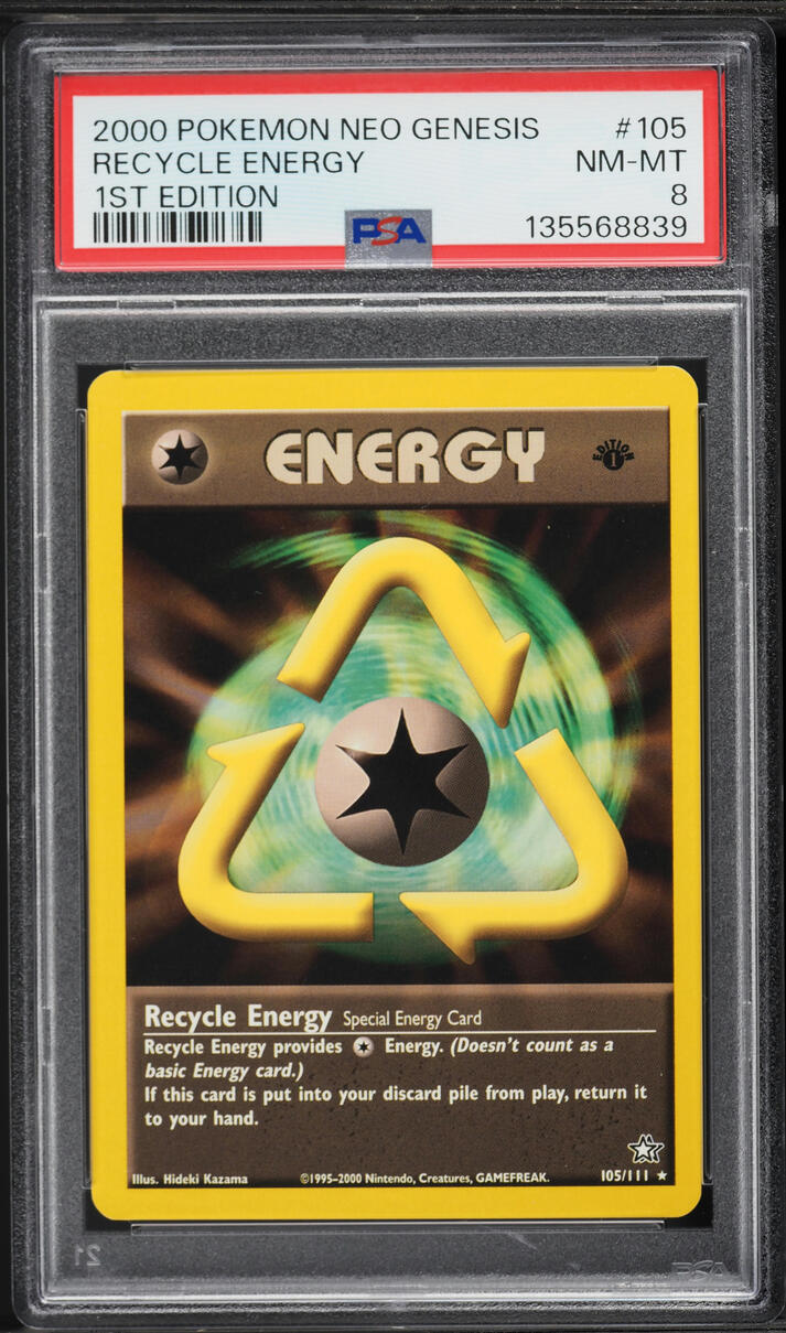 2000 Pokemon Neo Genesis 1st Edition Recycle Energy #105 PSA 8 NM-MT
