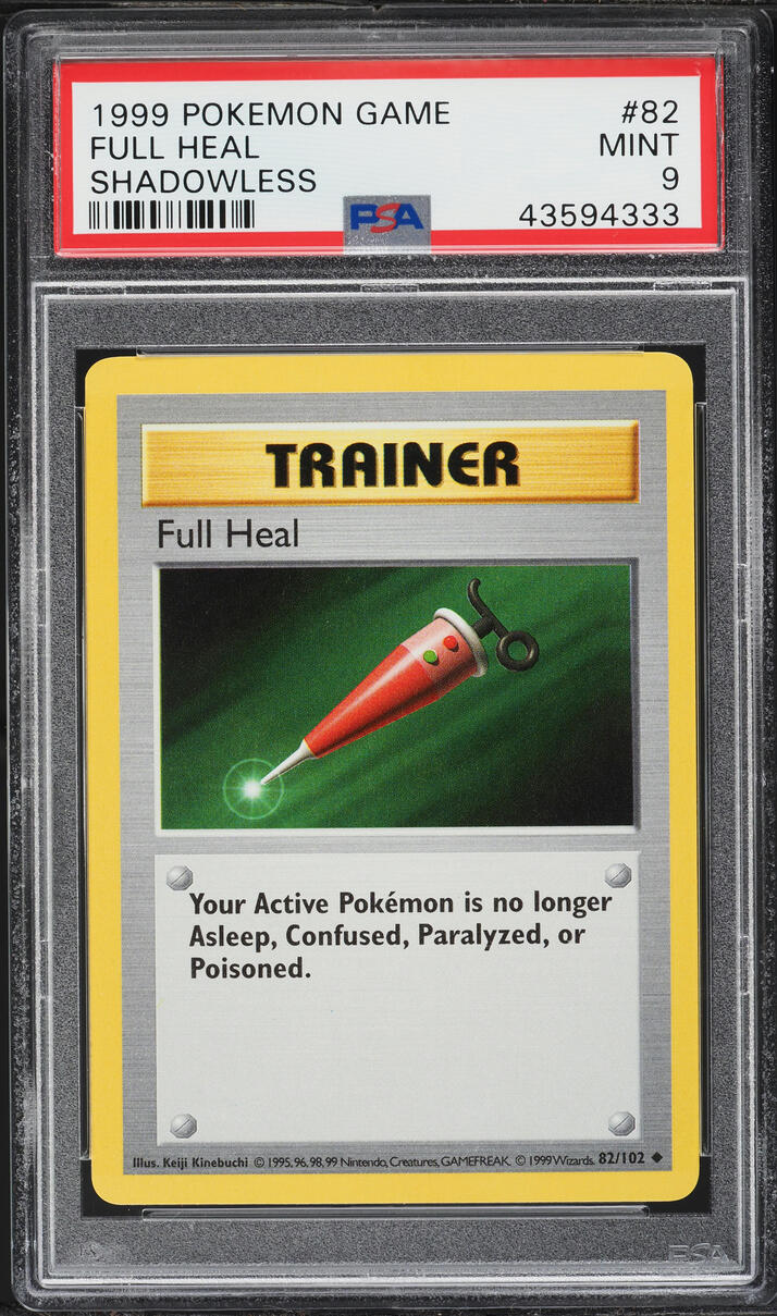 1999 Pokemon Base Set Shadowless Full Heal #82 PSA 9 MINT