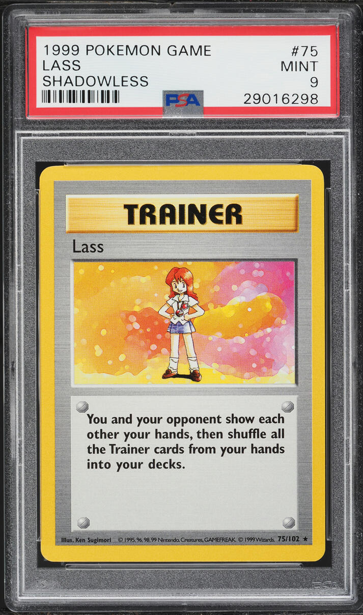 1999 Pokemon Base Set Shadowless Lass #75 PSA 9 MINT