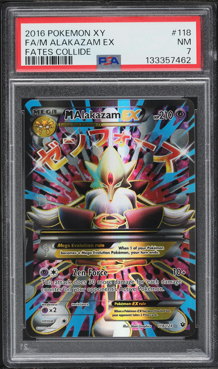 2016 Pokemon XY Fates Collide Full Art M Alakazam EX #118 PSA 7 NRMT