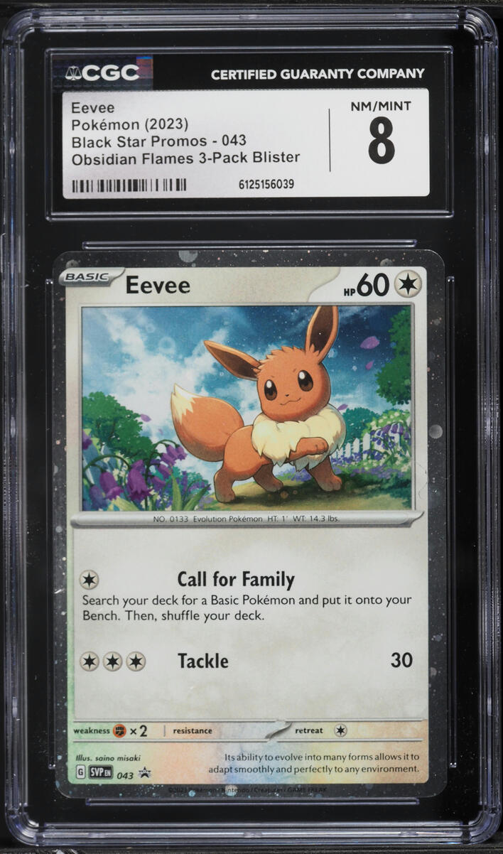 2023 Pokemon Scarlet & Violet Promo Obsidian Flames Cosmos Holo Eevee #43 CGC 8 NM-MT
