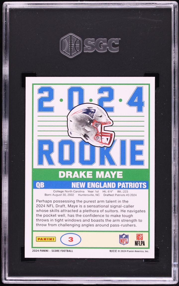 2024 Score 35th Anniversary Drake Maye ROOKIE #3 SGC 10 GEM MINT