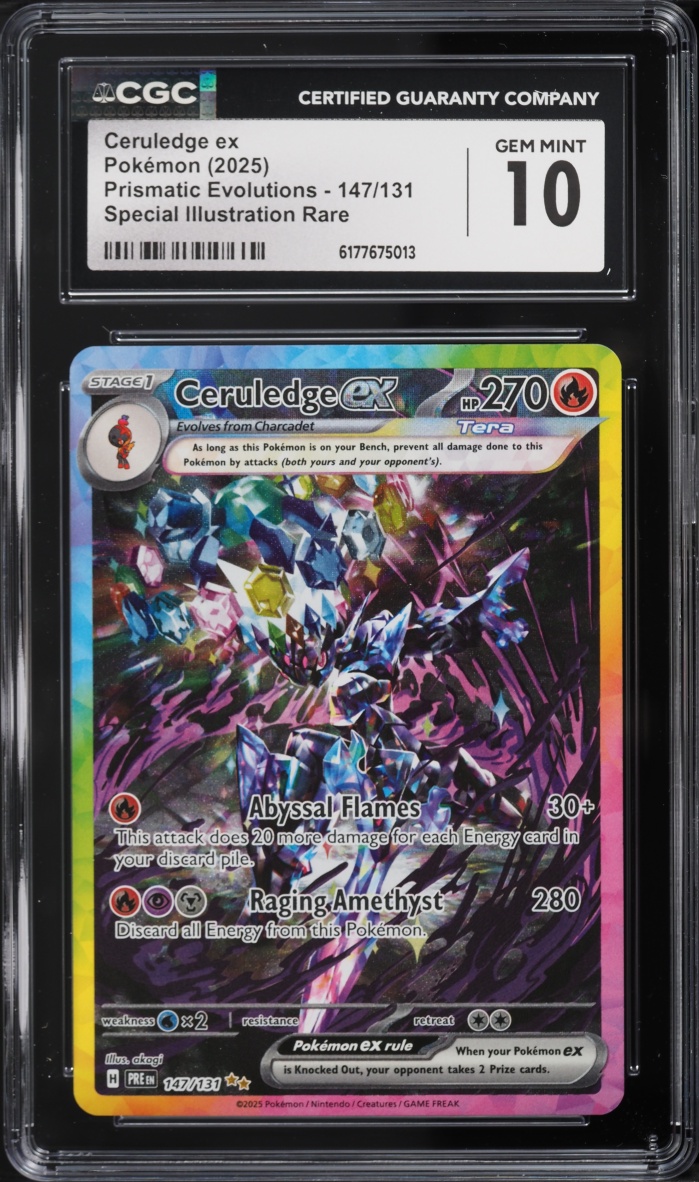 2025 Pokemon Scarlet & Violet Prismatic Evolutions SIR Ceruledge ex #147 CGC 10 GEM MINT