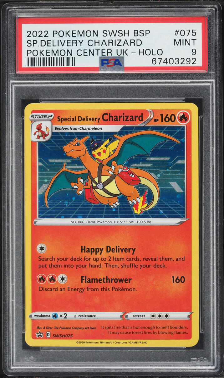 2022 Pokemon Sword & Shield Promo Center UK Holo Special Delivery Charizard #75 PSA 9 MINT