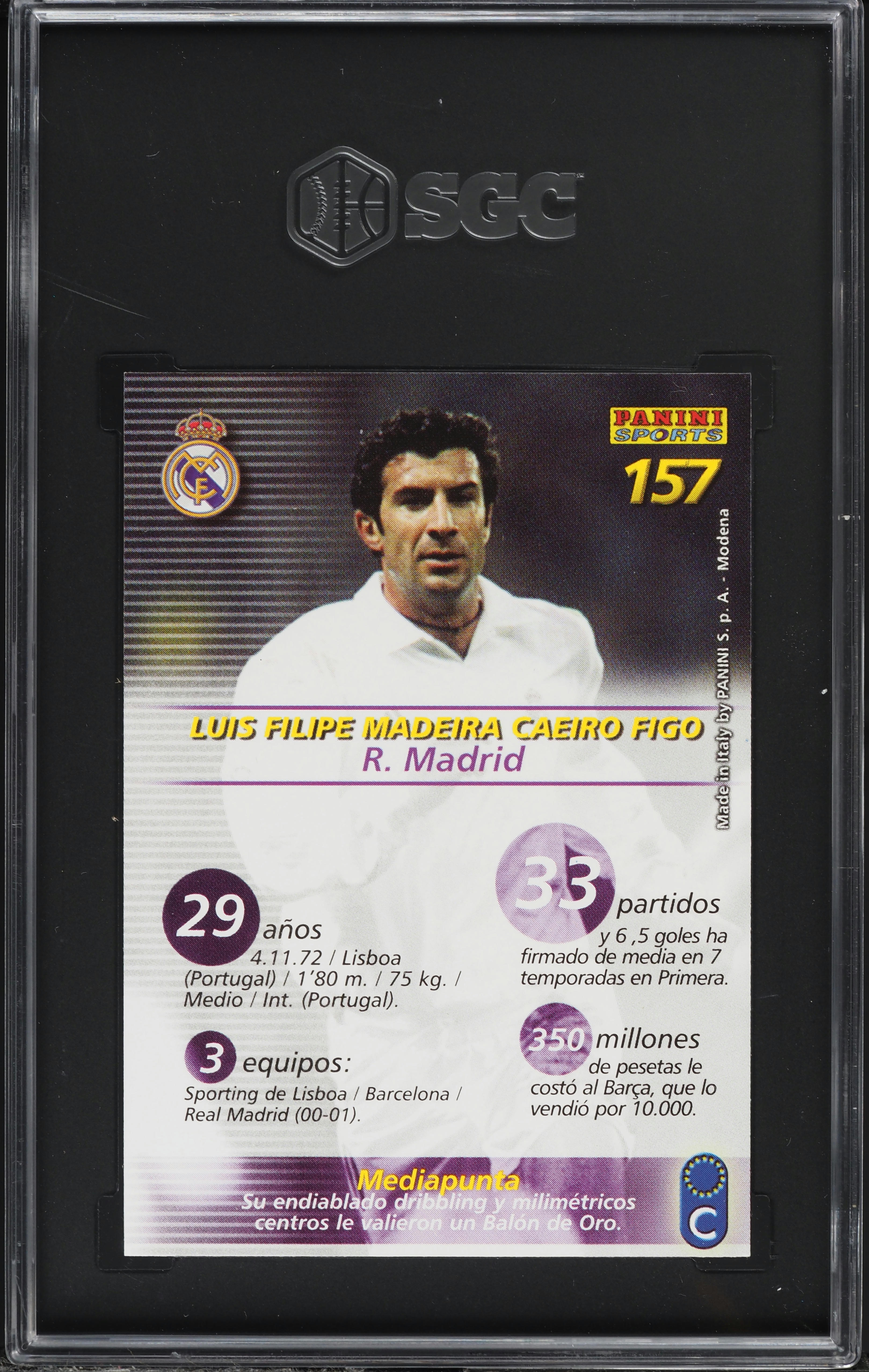 2002 Panini Megafichas Luis Figo #157 SGC 8.5 NM-MT+ on