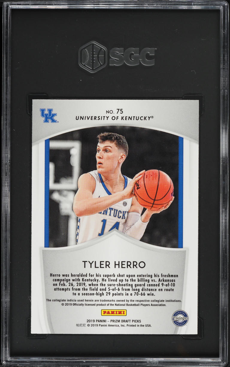 2019 Panini Prizm Draft Picks Crusade Tyler Herro #75 SGC 8 NM-MT