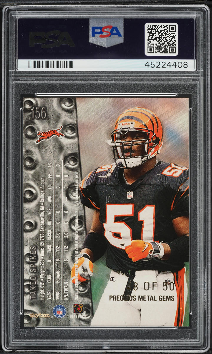 1999 Metal Universe Precious Metal Gems PMG Takeo Spikes /50 #156 PSA 9 MINT