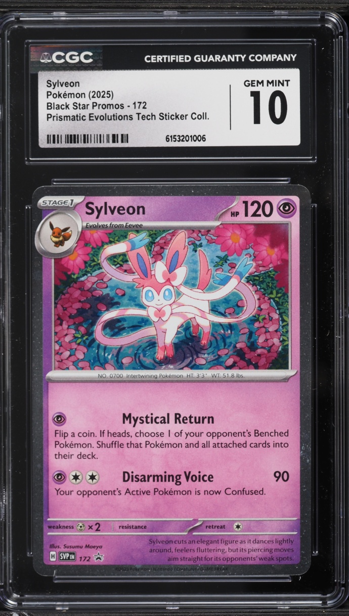 2025 Pokemon SV Promo Prismatic Evolutions Tech Sticker Collection Sylveon #172 CGC 10 GEM MINT