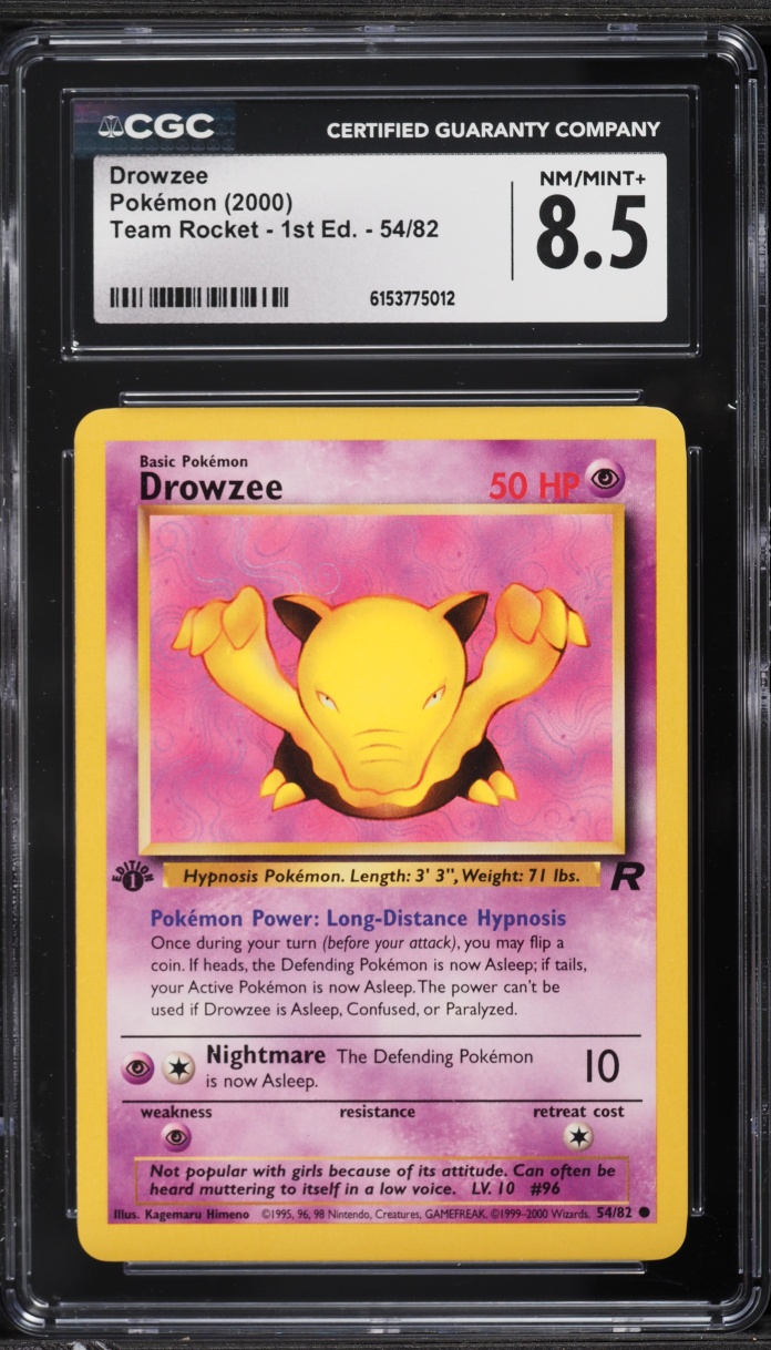 2000 Pokemon Team Rocket 1st Edition Drowzee #54 CGC 8.5 NM-MT+