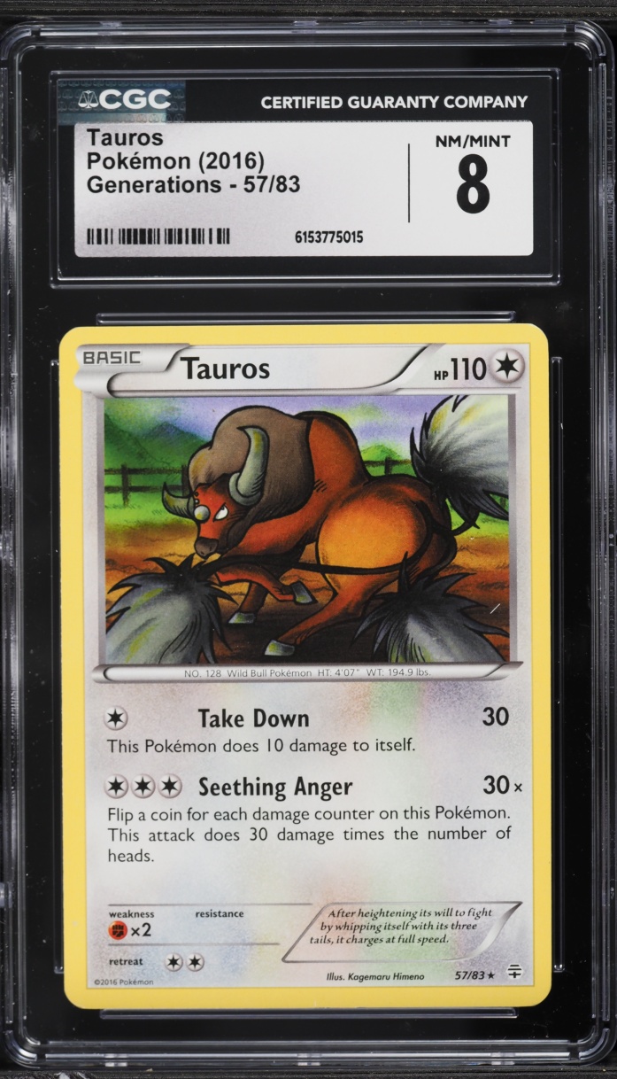 2016 Pokemon XY Generations Tauros #57 CGC 8 NM-MT