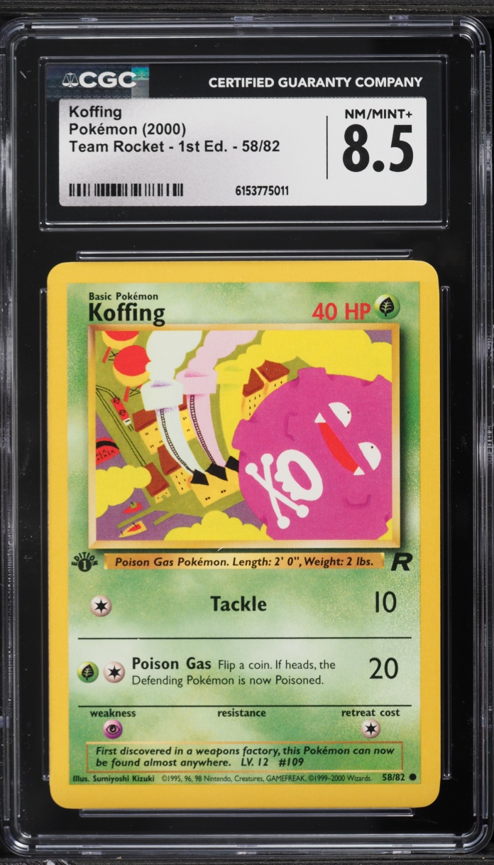 2000 Pokemon Team Rocket 1st Edition Koffing #58 CGC 8.5 NM-MT+