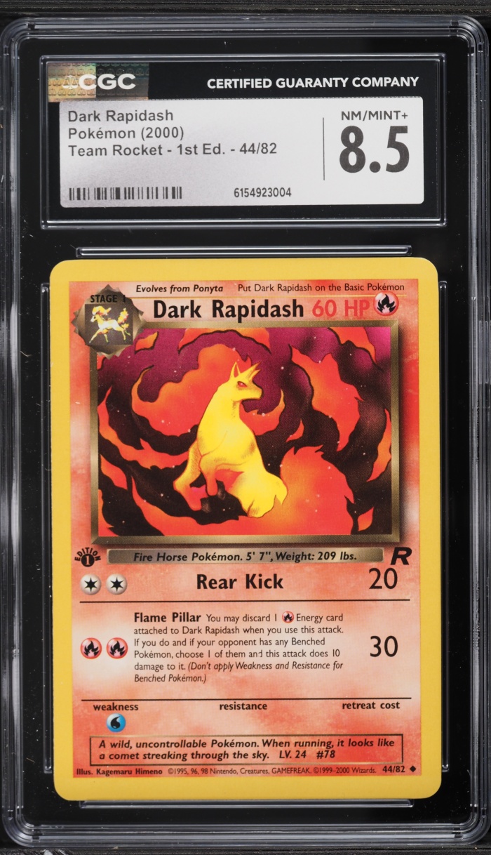 2000 Pokemon Team Rocket 1st Edition Dark Rapidash #44 CGC 8.5 NM-MT+
