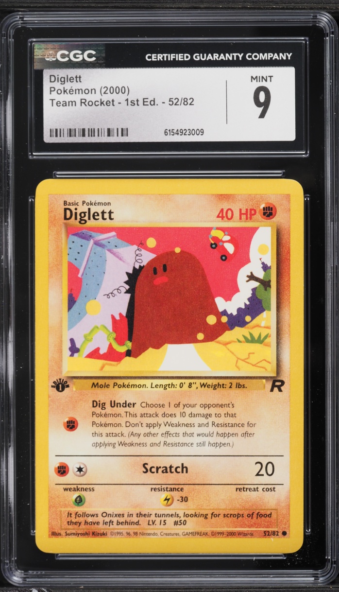2000 Pokemon Team Rocket 1st Edition Diglett #52 CGC 9 MINT