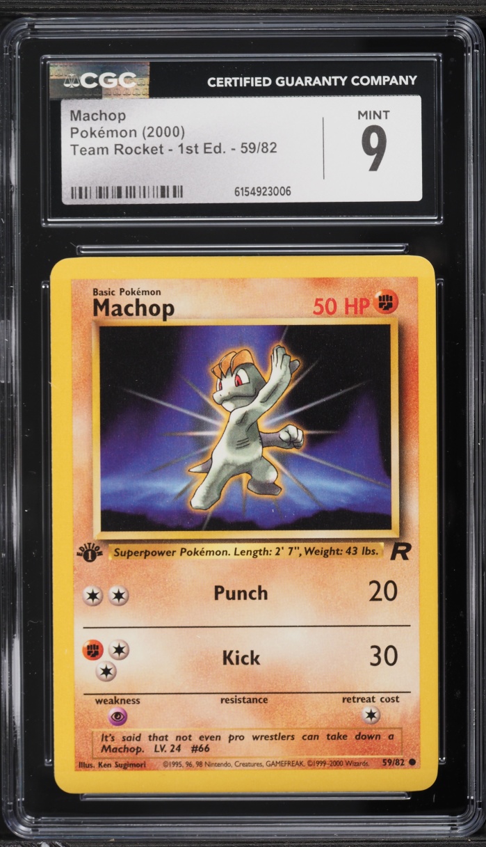 2000 Pokemon Team Rocket 1st Edition Machop #59 CGC 9 MINT