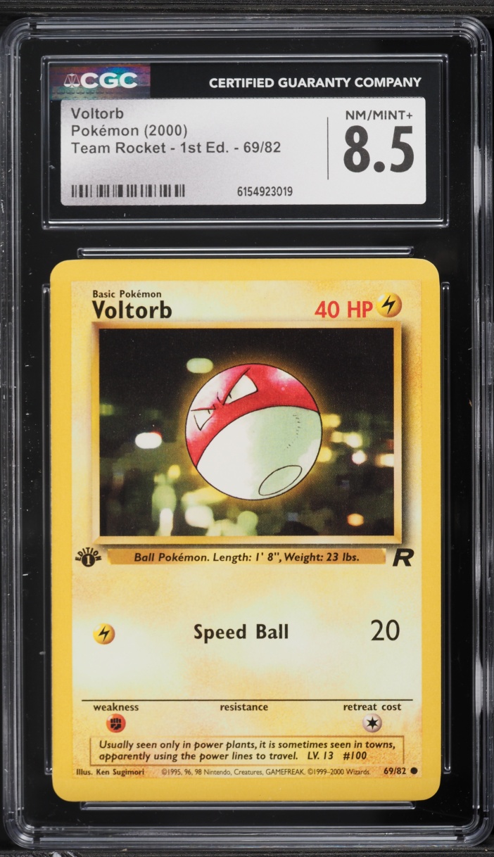 2000 Pokemon Team Rocket 1st Edition Voltorb #69 CGC 8.5 NM-MT+