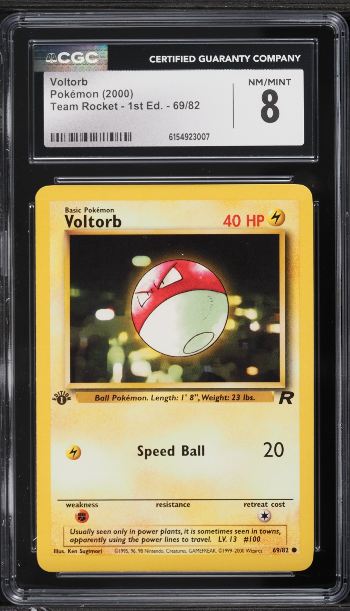 2000 Pokemon Team Rocket 1st Edition Voltorb #69 CGC 8 NM-MT