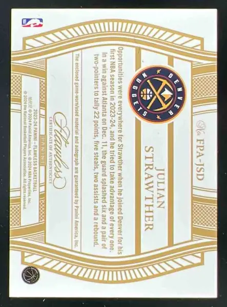 2023-24 Flawless Flawless Patch Autographs #FPA-JSD Julian