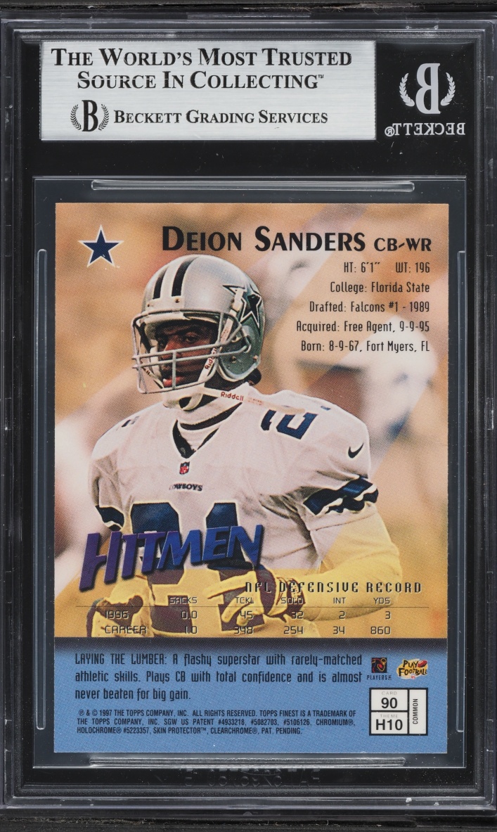 1997 Finest Football w/ Coating Deion Sanders #90 BGS 7 NRMT